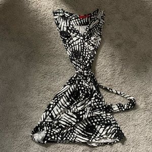Black & White Print Wrap Dress